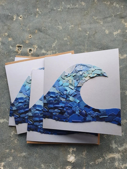 Beach Plastic Wave PRINT Greetings Cards - 4 Pack