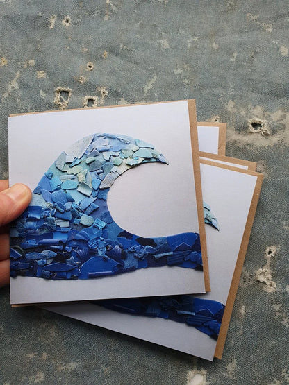 Beach Plastic Wave PRINT Greetings Cards - 4 Pack